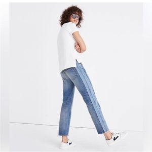 Madewell Cruiser Straight Stretch Two Tone Crop Jean Size 26
